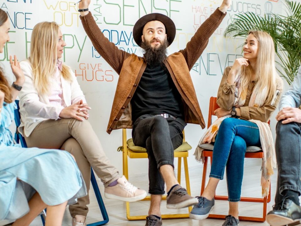 Psychological safety person with hands up